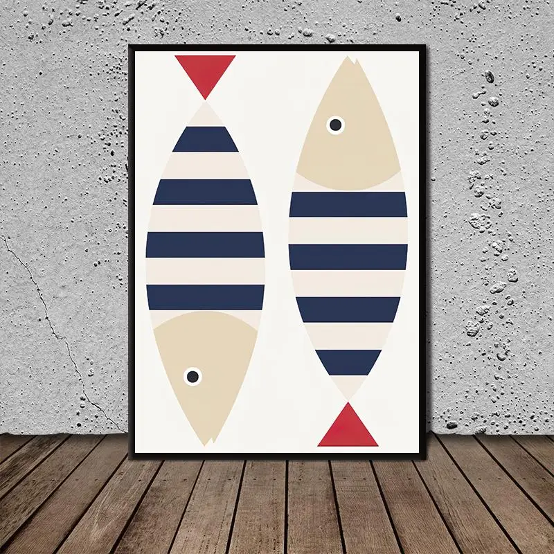 

Cartoon Fish Canvas Poster Wall Art Abstract Fashion Print Canvas Mural Living Room Bedroom Decoration Poster Painting