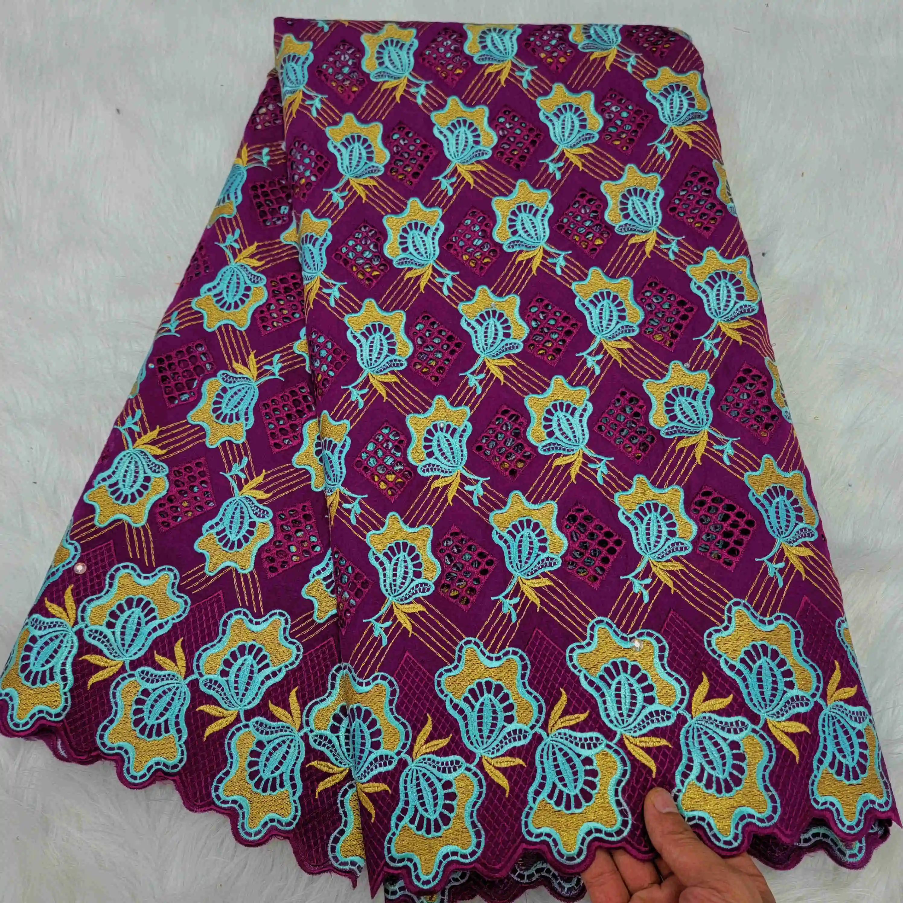 

New Arrival Good Swiss Voile 100% Cotton Brode Cotton African Lace Swiss Voile Lace in Switzerland Embroidered Brode For Sewing