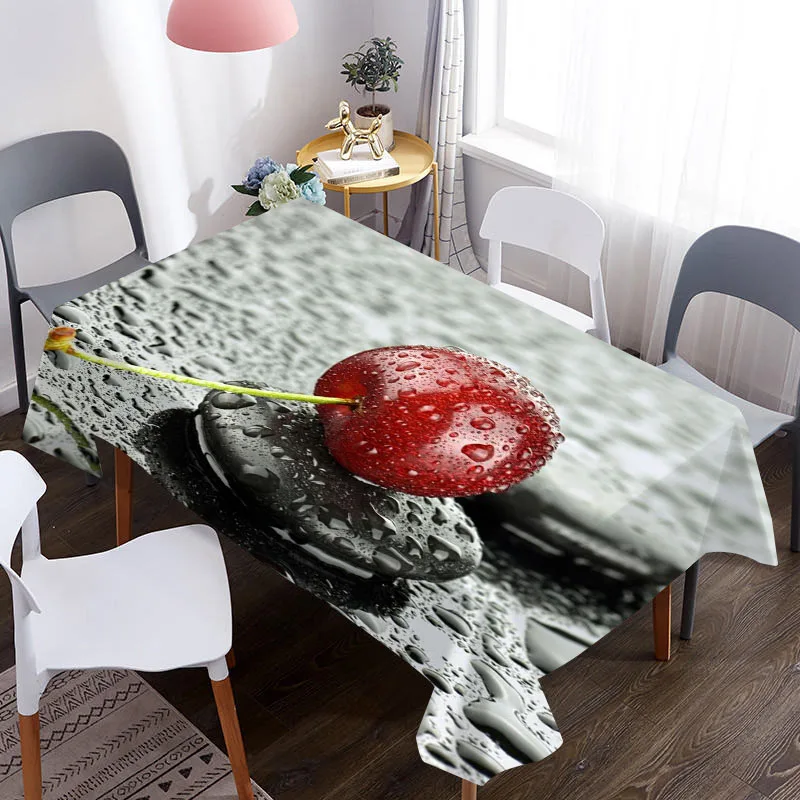 Скатерть из ткани Оксфорд водонепроницаемая ткань с 3D рисунком фруктов и вишни