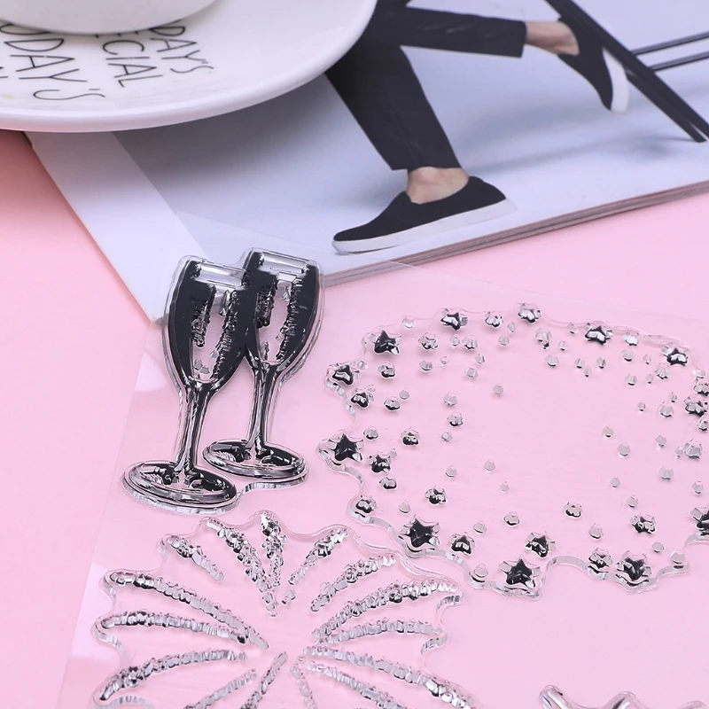 Фейерверк DIY силиконовый прозрачный штамп цепляться уплотнение тиснение для