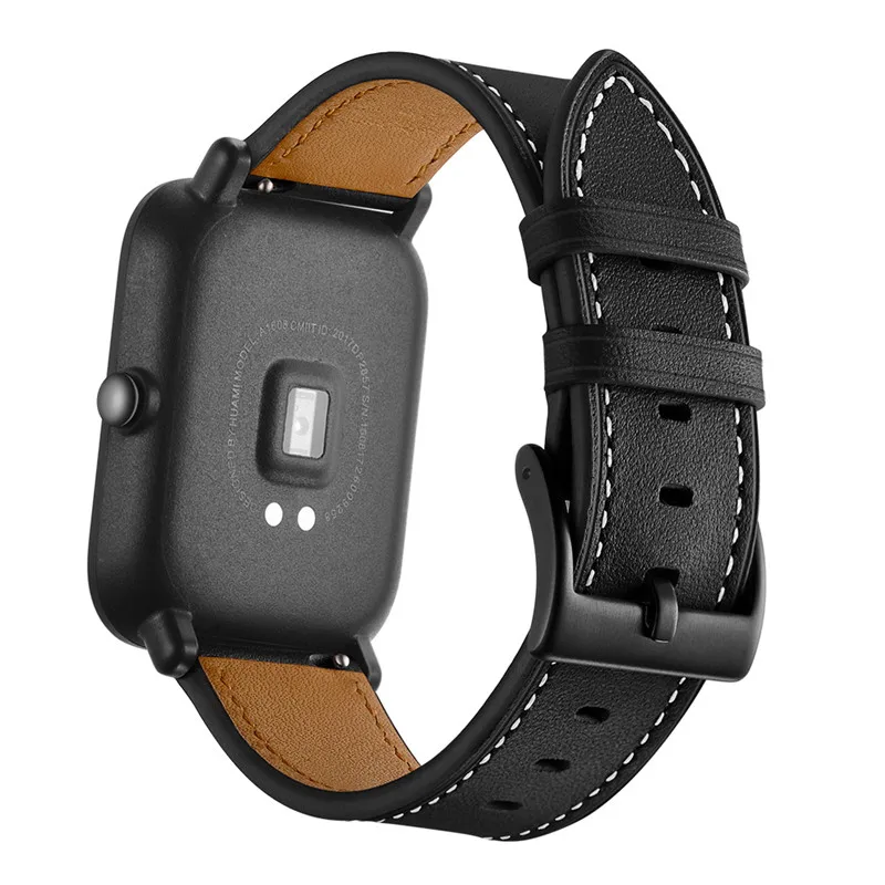 Кожаный ремешок для Xiaomi Huami Amazfit ремешок Bip спортивные умные часы с металлической пряжкой AMAZFIT GTS/GTR 42 мм браслет ремень