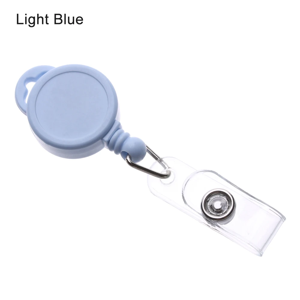 light blue 1 шт., новинка, мини, выдвижной значок, ID талреп, имя, бирка, карта, держатель, катушки, брелок, цепь, зажимы, школьные, офисные принадлежности - Цвет: light blue