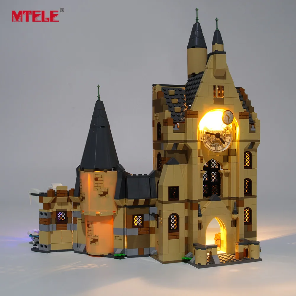 MTELE, брендовый светодиодный светильник, комплект для Хогвартс, часы, башня, светильник, набор, совместим с 75948(не включает модель