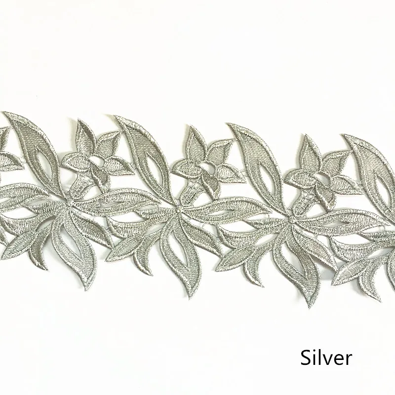 1 yard silver 20 ярдов 12 см пользовательские цвета белый вышитый водорастворимый кружевной ткани DIY аксессуары для одежды кружевной отделкой шитье ремесло DB-DZ1 - Цвет: 1 yard silver