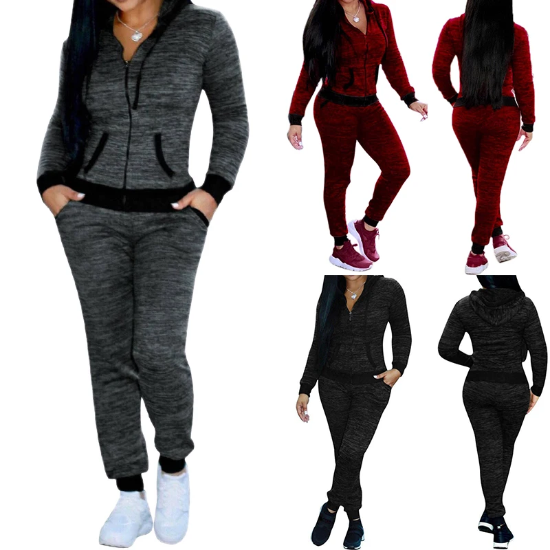 Осенний женский спортивный костюм из 2 предметов женские толстовки с капюшоном