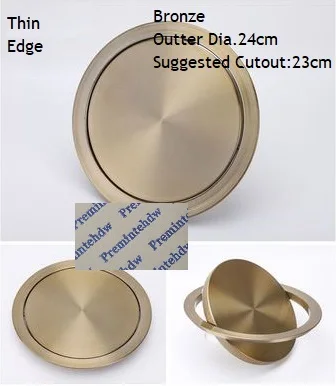 24CM Bronze Thin Столешница из нержавеющей стали, встроенная откидная крышка для свинга, мусорный желоб для мусора, кухонная ванна, Верхняя втулка, бронза, красное золото - Цвет: 24CM Bronze Thin
