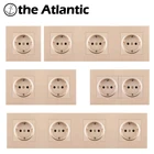 Европейская розетка европейского стандарта, домашняя розетка, электрическая розетка, Золотая пластиковая двойная Тройная четверная 146 тип, Испания, Россия