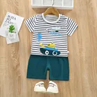 Летняя одежда для маленьких мальчиков Комплекты одежды для детей футболка + штаны для маленьких мальчиков футболка с короткими рукавами одежда для маленьких девочек