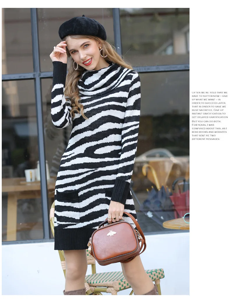 

Turtleneck long knitted sweater top women 2020 autumn winter striped knitted sweater pullover casual fashion long sleeves