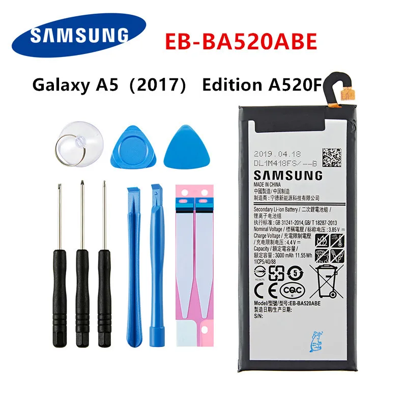 

SAMSUNG Orginal EB-BA520ABE 3000mAh Battery For Samsung Galaxy A5 2017 Edition A520 SM-A520F A520K A520L A520S A520W/DS +Tools