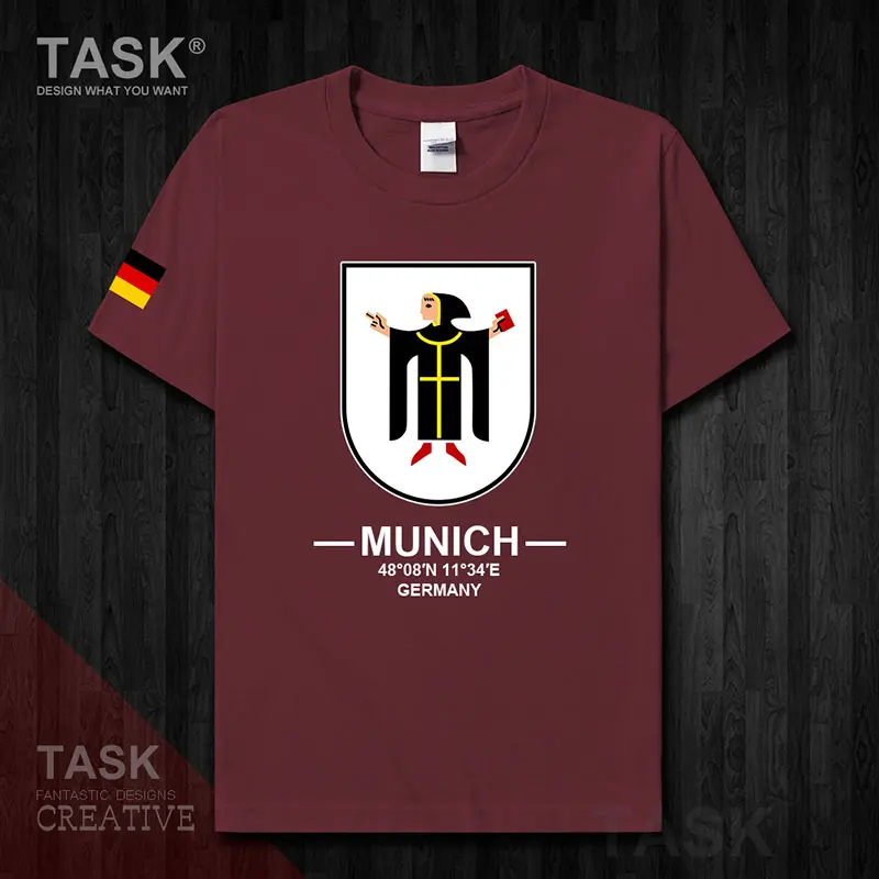 Munich Munchen Marien platz Germany Europe tourist city logo souvenir mens sports shirt new fashion design tops 100cotton tee 20 | Мужская