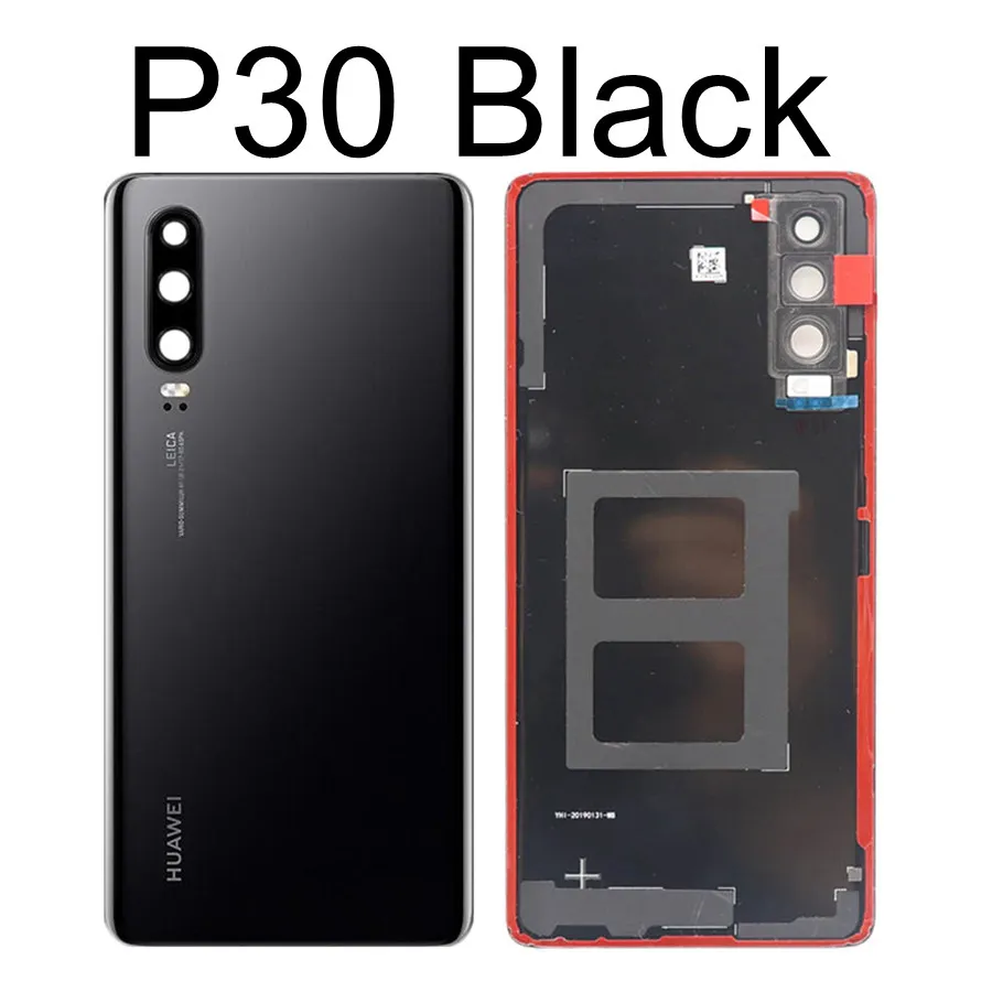 Для huawei P30 задняя крышка батарейного отсека задняя стеклянная дверь Корпус чехол ELE L09 L29 для huawei P30 Pro крышка батареи+ объектив камеры VOG L04 - Цвет: P30 Black