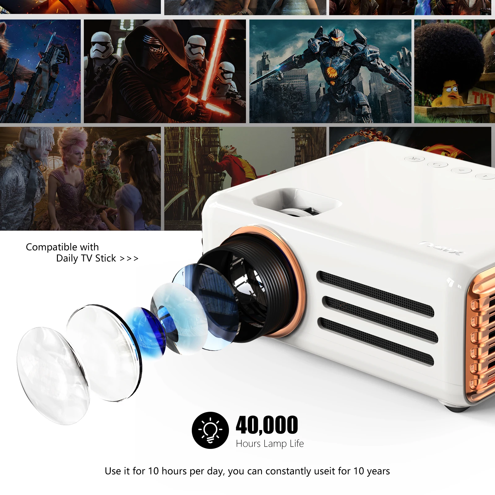 Проектор XIDU Full HD 1080P WiFi 9 0 Bluetooth проектор 8000Lux домашний умный Видеопроектор для iPhone