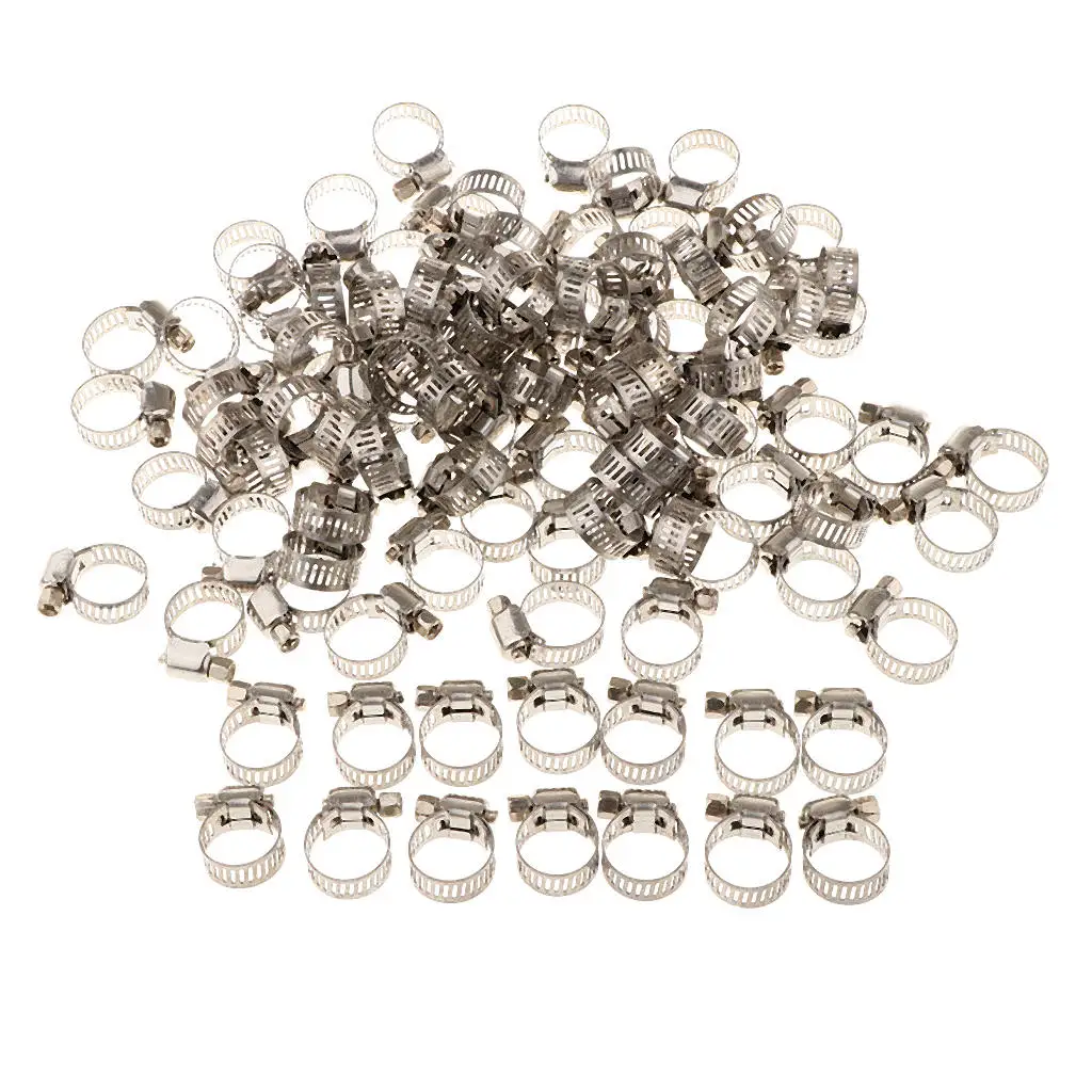 

100 X Hose Clamps Fuel Line Clips Clamp For Petrol Pipe