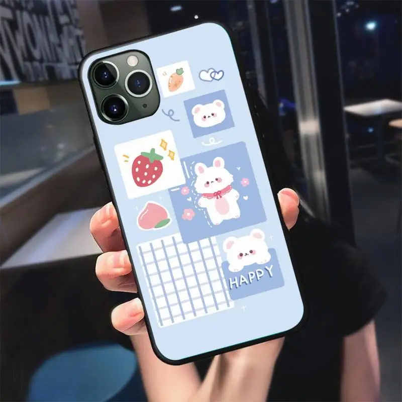 

Cropped bear bunny Cartoon Phone Case For iphone 5s 6 7 8 11 12 plus xsmax xr pro mini se Cover Fundas Coque