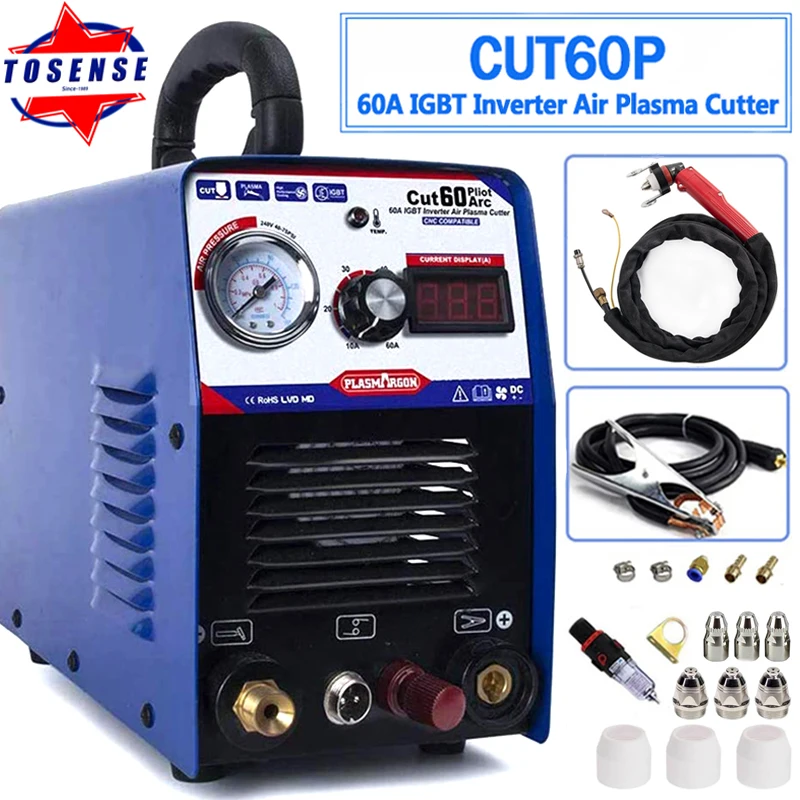 Tosense IGBT инвертор плазменный резак 60A CUT60P машина 220V CNC Дуги аппарат для воздушно