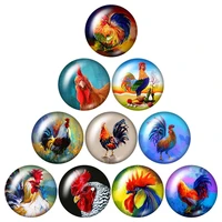 colorful oil painting styles animal cock 10pcs 12mm16mm18mm25mm round photo glass cabochon demo flat back making findings