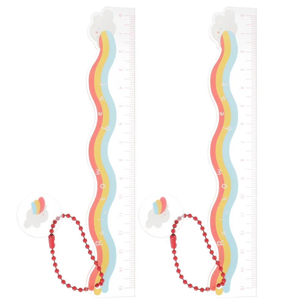 

2pcs Acrylic Rulers Multifunctional Rulers Measurement Tools Rainbow Tools