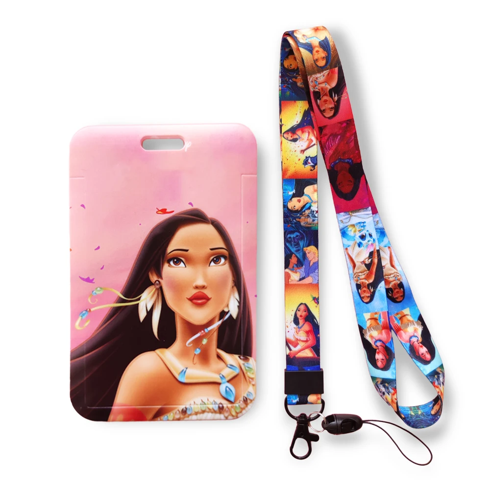 

Disney Pocahontas Women Card Holder Business Badge Card Case Frame ABS Employee Case Cover Student Lanyard Name Card Holder