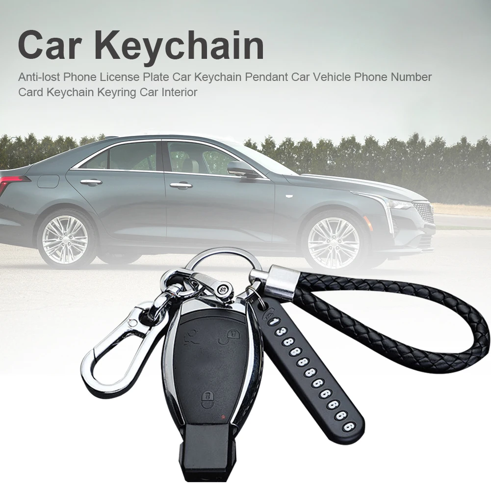 

Car Anti-lost Phone License Plate Key Chain Pendant Car Vehicle Phone Number Card Drop Shipping Automotive Interior Supplies