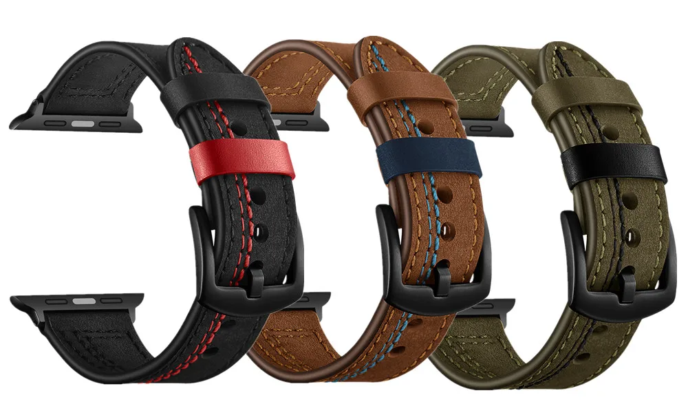 Sports band For Apple Watch vintage Leather Band Replacement strap Sweatproof classic iwatch series 4 3 44mm 42mm