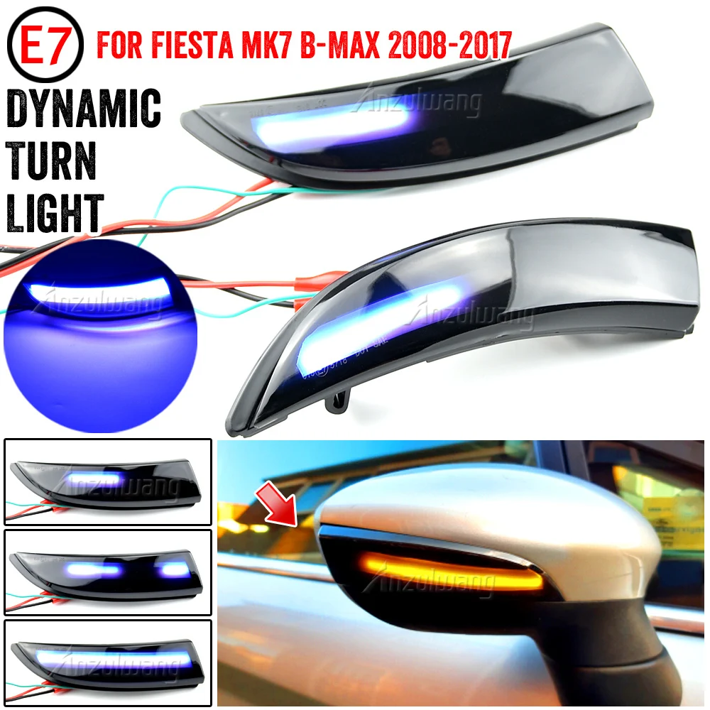 

Поворотный сигнал для Ford Fiesta Mk7 2008-2017 B-Max 2008-2017, светодиодная подсветка для бокового зеркала заднего вида, последовательный индикатор