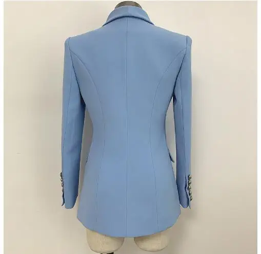 Новый Небесно-Голубой пиджак для женщин 2019 профессиональный костюм классический
