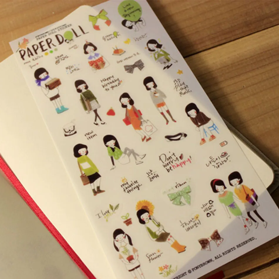 12 листов/2 шт./партия наклейка для дневника девочек ПВХ корейский стиль милый Kawaii