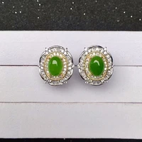 chinese green jade stud earrings for daily wear 6mm8mm natural jade earrings solid 925 silver jade jewelry