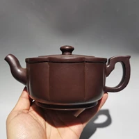 8chinese yixing zisha pottery hand carved multi arc lotus root shape purple mud kettle teapot teapot pot tea maker office