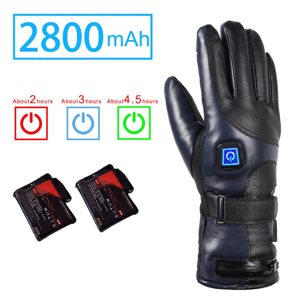 

PU Leather Electric Heated Gloves Winter Warmer with Rechargeable Battery for Motorcycle LDF668