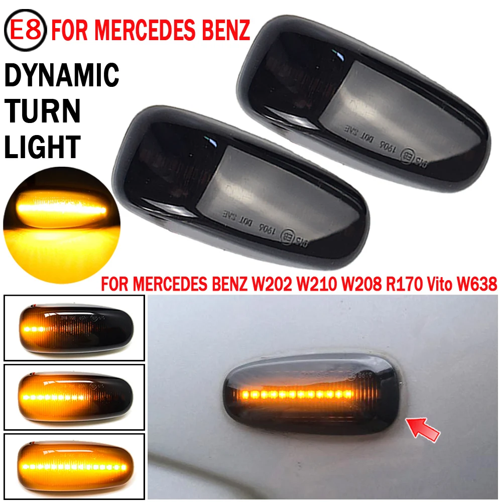 

2pcs Led Dynamic Side Marker Turn Signal Light Sequential Blinker Light For Mercedes BENZ CLK-Class W208 1997 1998 1999 2000