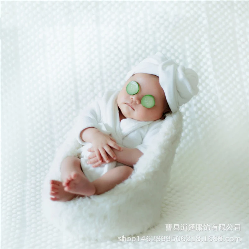 Новорожденный ребенок Подставки для фотографий повязка на голову + банные халаты