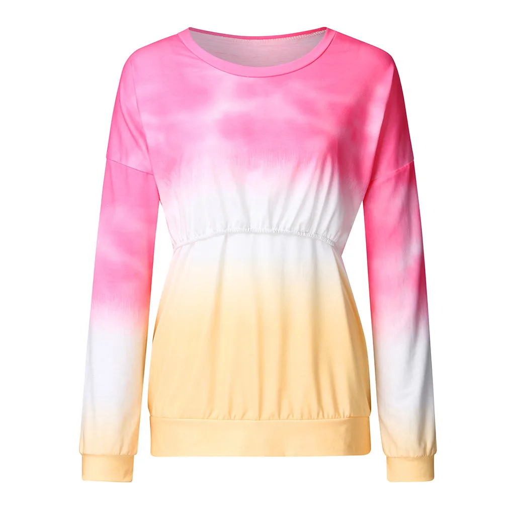 Одежда Для Беременных размера плюс с круглым вырезом контрастный цвет топ