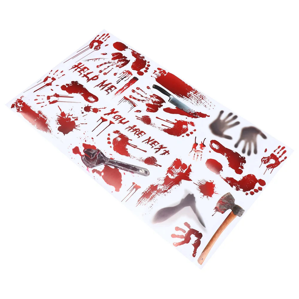 

2Pcs Handprint Footprint Wall Paper Bloody Wall Sticker Decoration