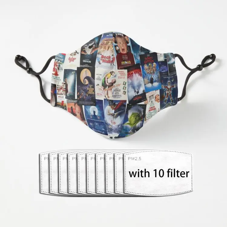 

Рождественская пленка Коллаж маска для лица промышленная 3-слойная Ушная петля фильтр для взрослых гигиена утолщенная маска для лица для вз...