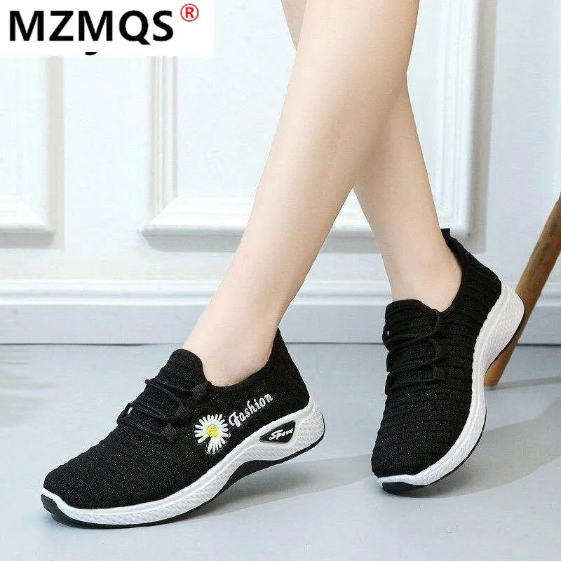 

2021 Spring Fashion Platform Sneakers Women Comfortable Women Casual Shoes Lightweight Lace-up Breathable Mesh Shoes Woman Tenis