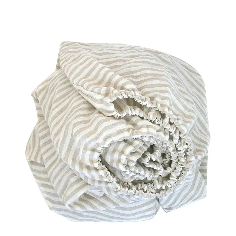 Простыня в полоску из 100% льна 1 шт./компл. дышащая антибактериальная приятная для