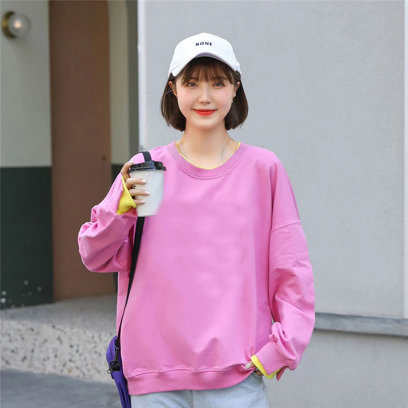 

Sweatshirt women 2020 New hoodies Autumn Casual one size Korean Loose Style Pullovers long sleeve Cotton Tops oversized hoodie