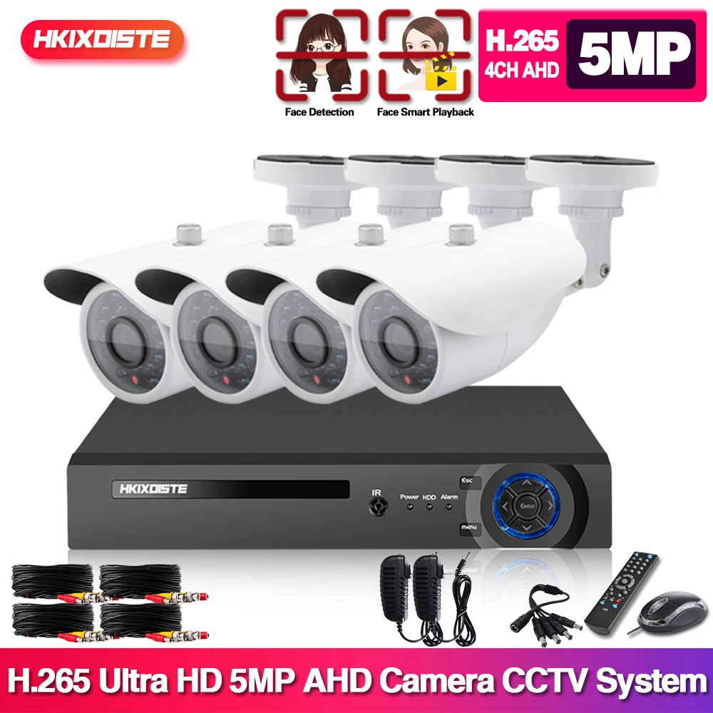 H.265 + домашнего видеонаблюдения Системы Наборы 4CH HD TVI 5MP DVR 4 шт. Ночное видение