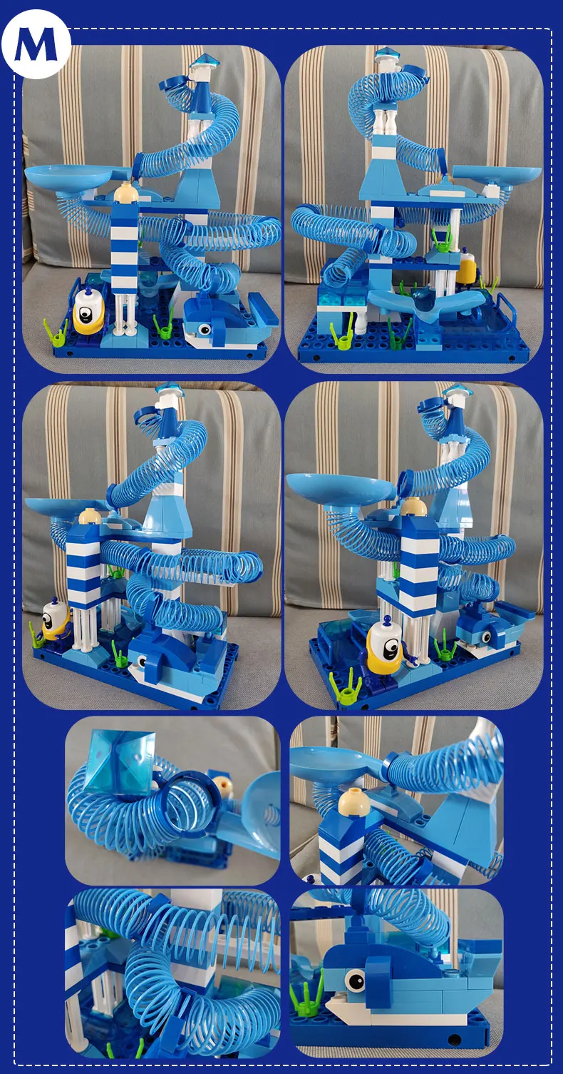 Детские блестящие 65-203 шт мраморные беговые дорожки Duplo DIY блоки игрушки строительные блоки весенние горки для детей мальчик девочка подарок на день рождения