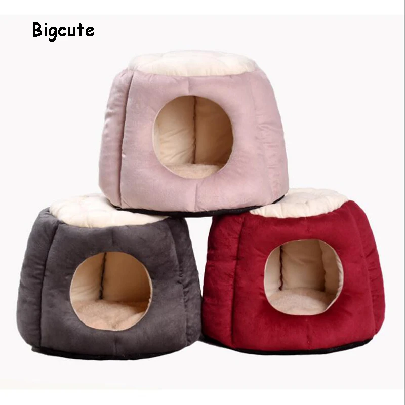 

Складная домашняя кровать для собак, кошек, щенков, зимнее теплое гнездо для собак с ковриком, дышащие кровати для чихуахуа, кошек, коврик, по...