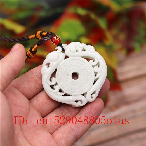 Натуральный белый китайский нефритовый дракон феникс кулон ожерелье очарование