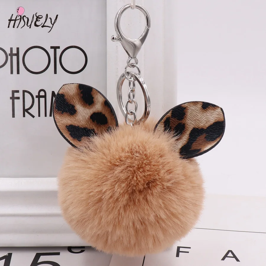 Милый брелок с меховым помпоном шариком из искусственного кроличьего меха