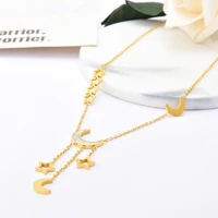 2021 fashion stainless steel shell moon star tassel necklaces for women clavicle chain choker collares birthday gift