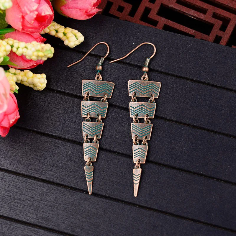 CARTER LISA лидер продаж длинные серьги-капли в форме треугольника бронзовые простой