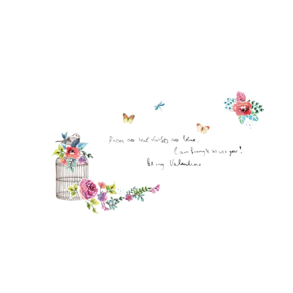 

English Flower Garden Birdcage Wall Sticker Vinyl Wall Stickers For Kids Rooms Living Room Sofa Background Decorations Stickers