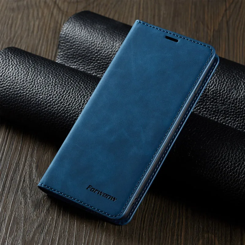 Синий Кожаный чехол-книжка чехол для samsung A50 A30 S10 S9 S8 J4 J6 плюс S10e A70 A60 A20 A40 A80 A90 A6 A7 A8 Магнитный кошелек 360 крышка - Цвет: Синий