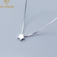 xiyanike minimalist silver color necklace for women new fashion pentagram stars pendant clavicle chain party jewelry gift