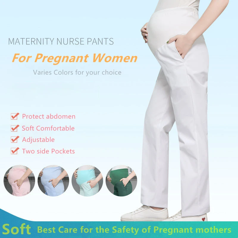 

Maternity Loose Nurse Pants Breathable Solid Color Work Pants Doctor Nurse Uniform Pants Dental Care Scrub Pants Pregnant Women